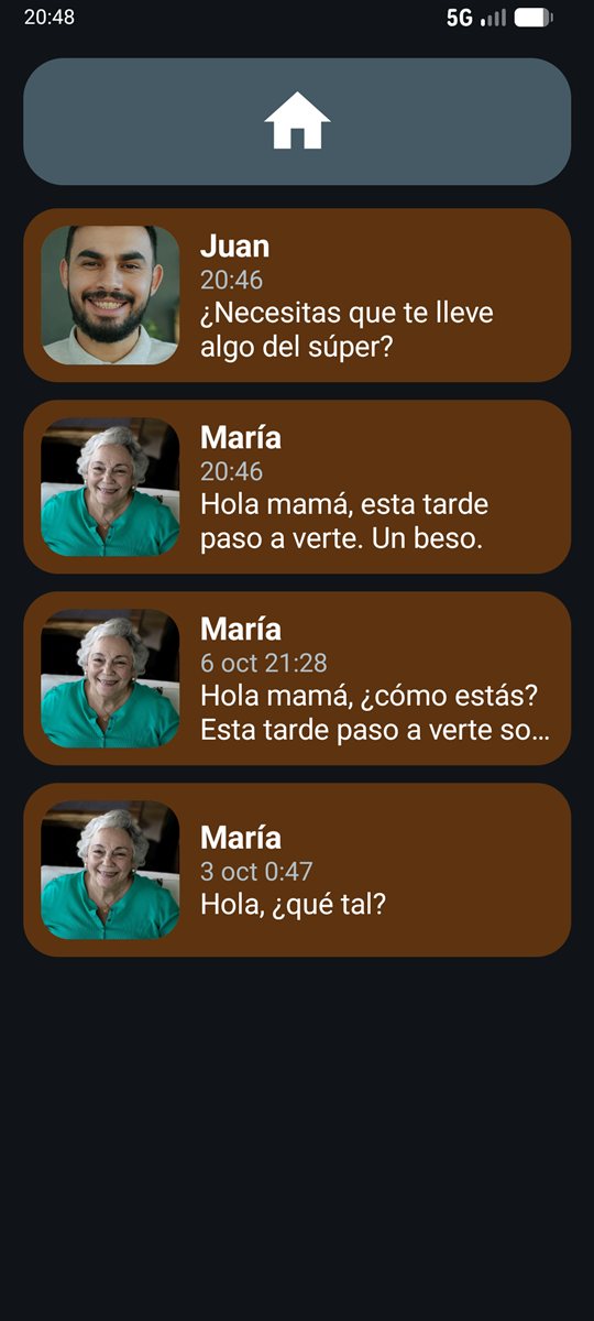 Mensajes: Los SMS, con la foto de quien escribe.