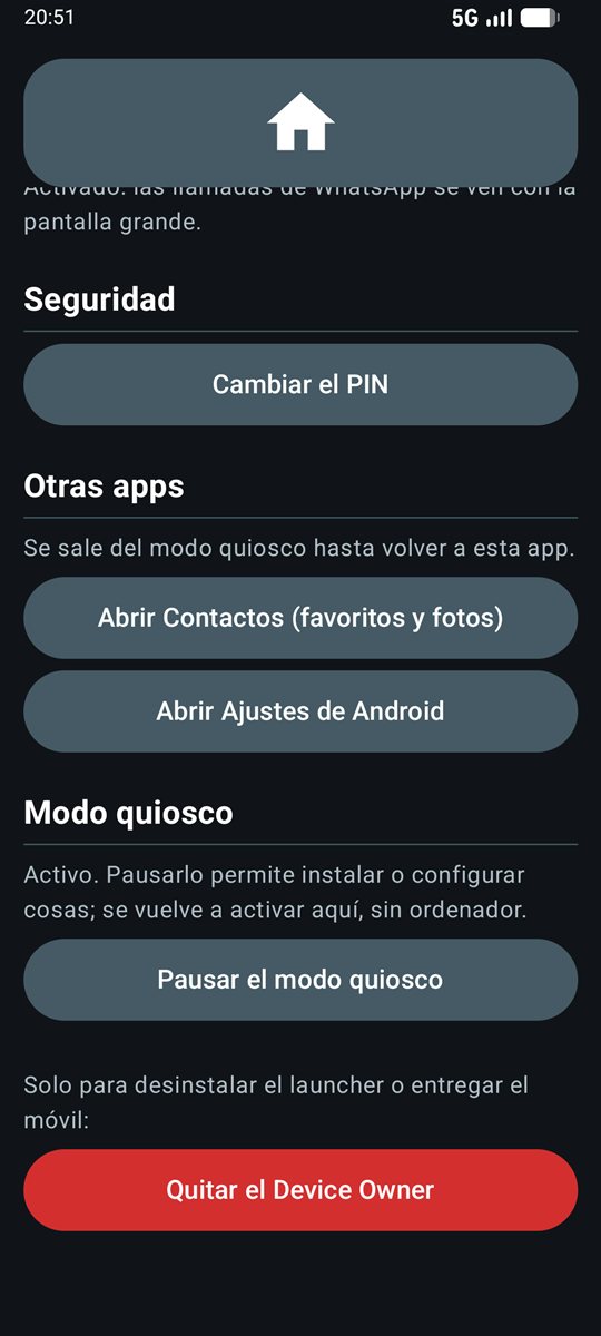 Panel: modo quiosco